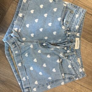 PacSun Light Blue Heart Print Jean Shorts